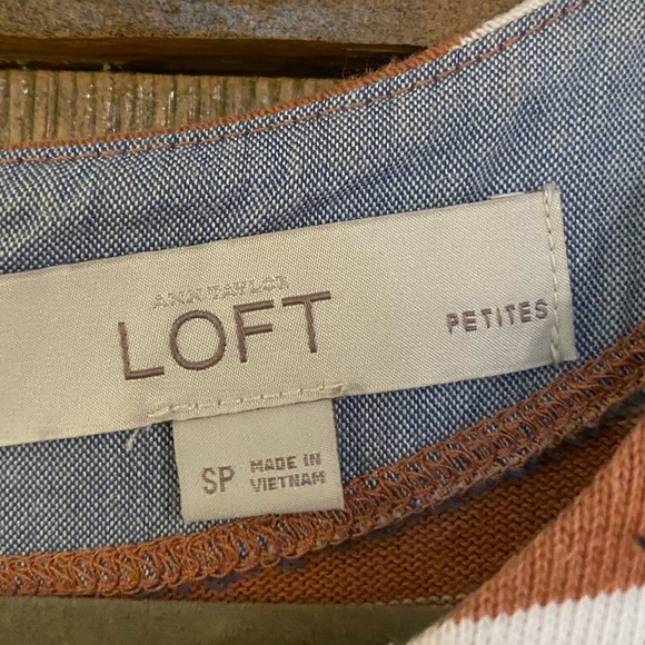 Loft Nautical Striped Cotton Dress Terracota Orange and white - Picture 4 of 6